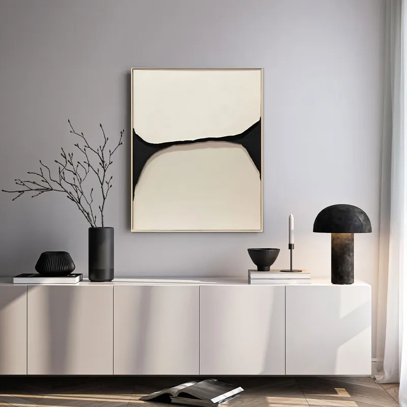 Quadro astratto dipinto a mano su tela di cotone con cornice Flow 80x100 Ordina Subito