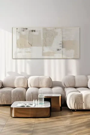 Popolare Quadro astratto dipinto a mano su tela di cotone con cornice Almond 70x150