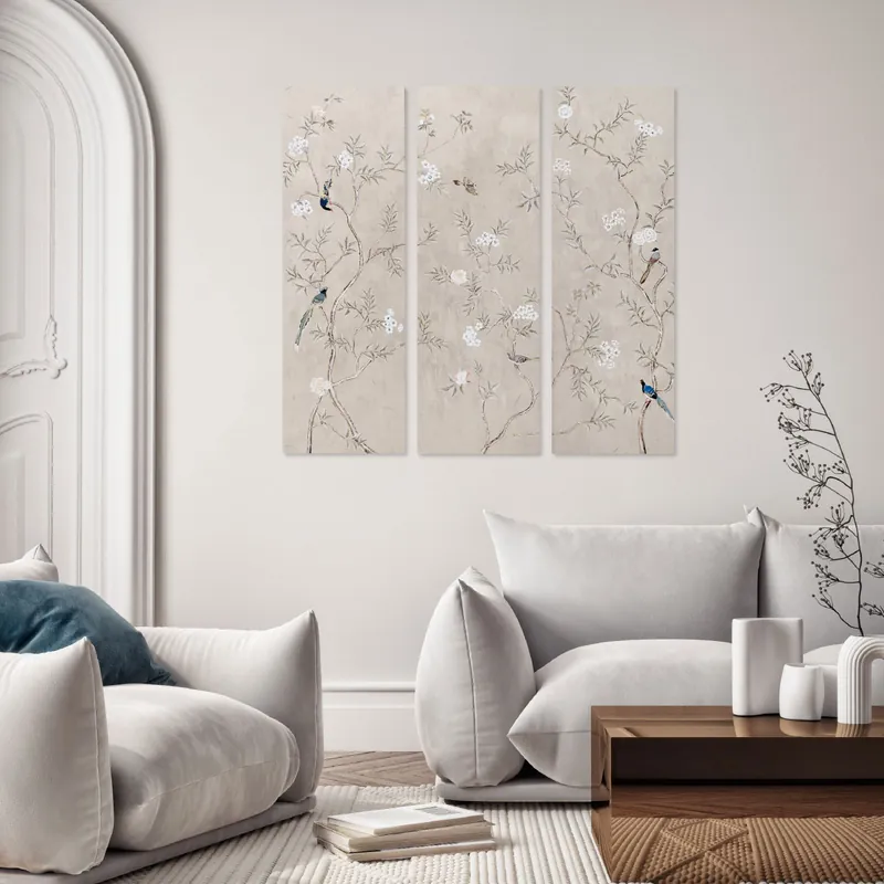 Sconto Stampa verticale set 3 pezzi su tela motivo floreale con cornice Haru 40x120