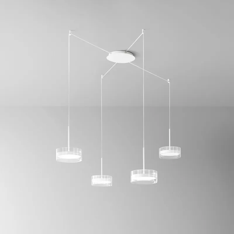 Spedizione Espresso Lampada a sospensione a ragno a led struttura in metallo diffusori in vetro - 54W - Lumen 2376 - 3000k Luce Calda - IP20