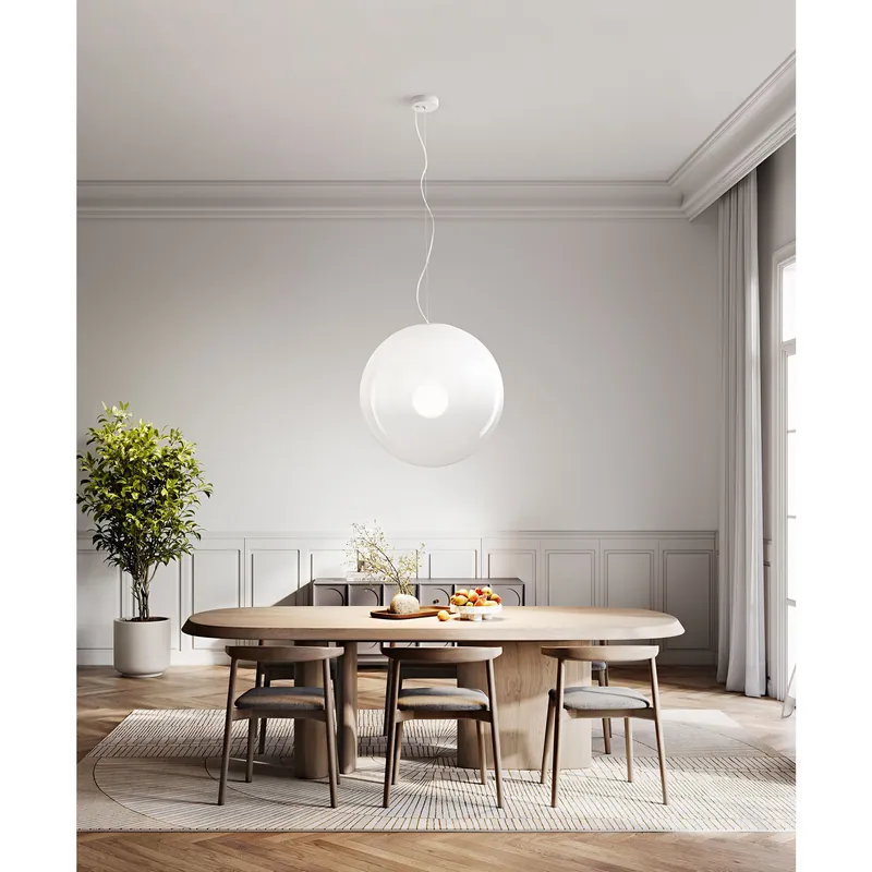 Reso Gratuito Lampada a sospensione struttura in metallo diffusore grande a boccia di vetro - 40W - IP20
