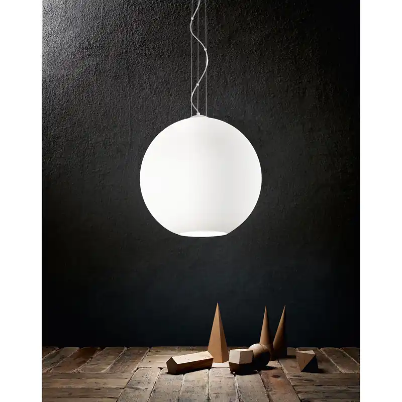 Lampada a sospensione struttura in metallo diffusore grande in vetro a boccia - 60W - IP20 Pagamento Sicuro