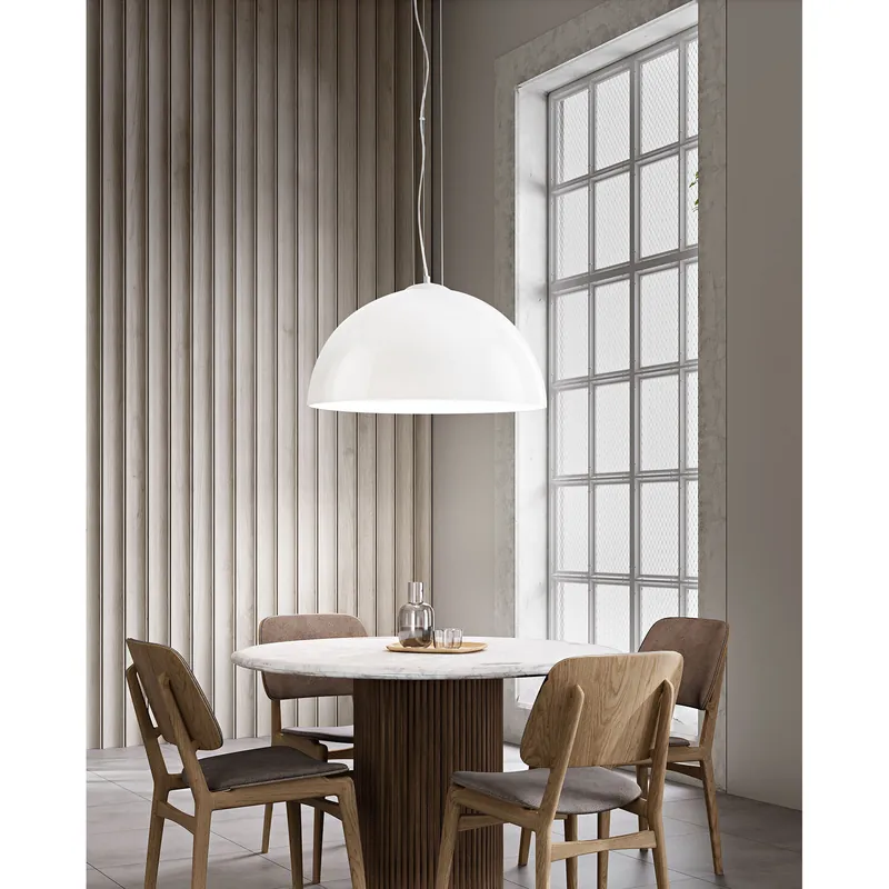 Lampada a sospensione in metallo con diffusore in vetro soffiato a campana - 60W - IP20 Prezzo Conveniente