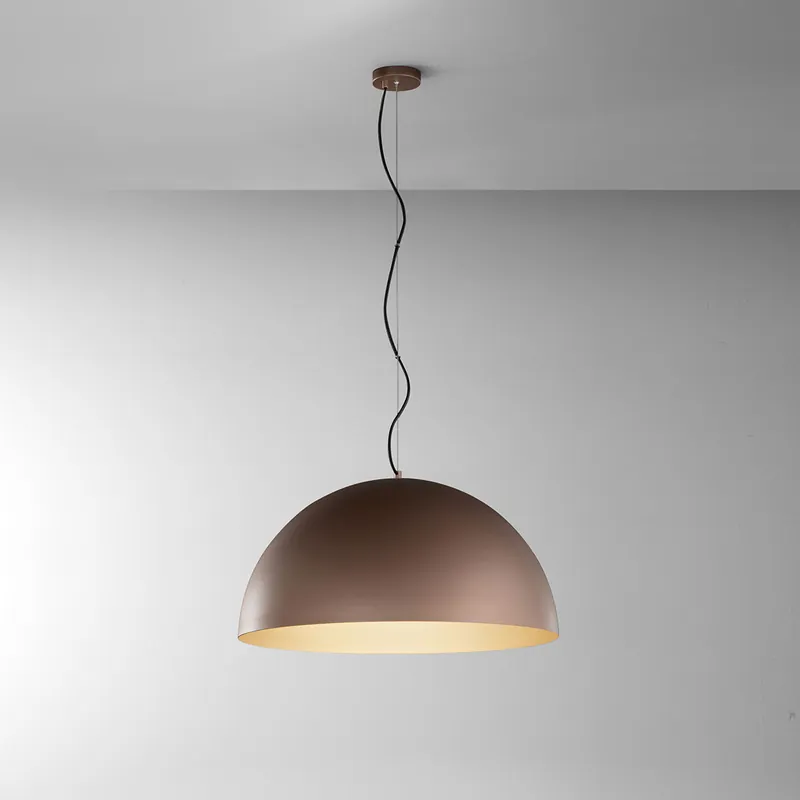 Lampada a sospensione piccola con struttura e diffusore in metallo a mezza luna - 60W - IP20 Affare