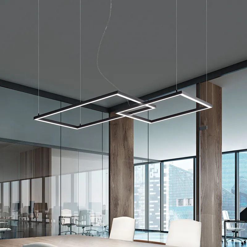 Lampada a sospensione led in metallo e diffusore in acrilico dal design moderno - 64W - Lumen 4800 - 3000k-4000k-6000k - IP20 Nuova Collezione