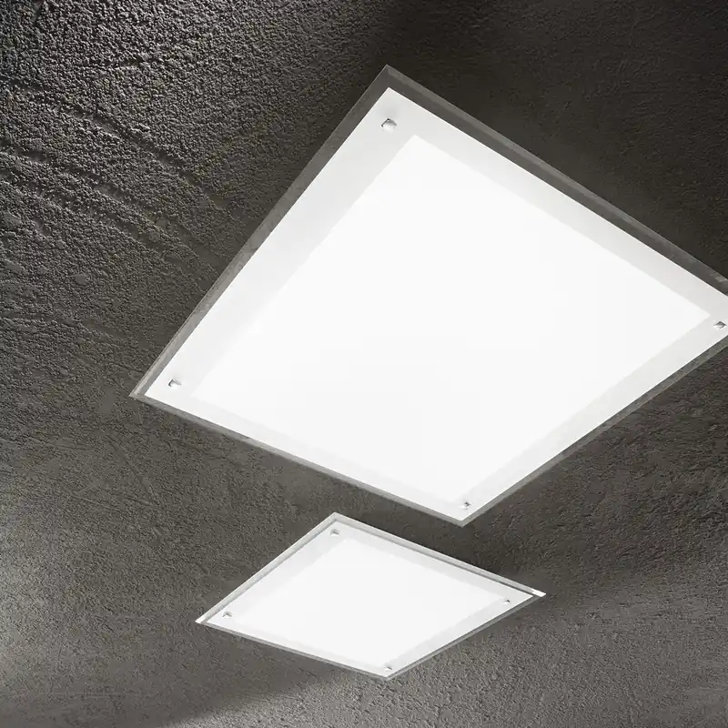 Promozione Plafoniera led grande con struttura in metallo e diffusore quadrato in vetro - 40W - Lumen 3200 - 3000k-4000k - IP20