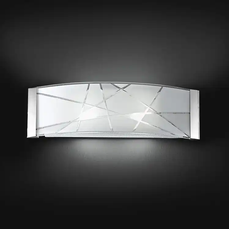 Applique rettangolare grande moderna in metallo con paralume in vetro decorato - 60W - IP20 Acquista Ora