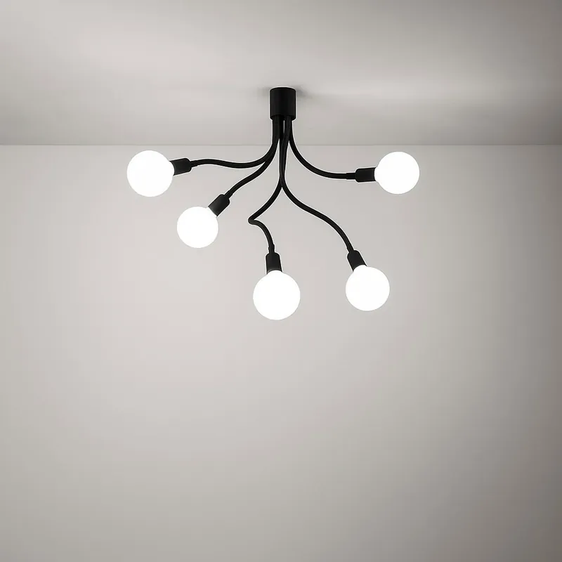 Plafoniera in stile moderno 5 braccia orientabili in metallo e gomma - 60W Direttamente Dal Produttore
