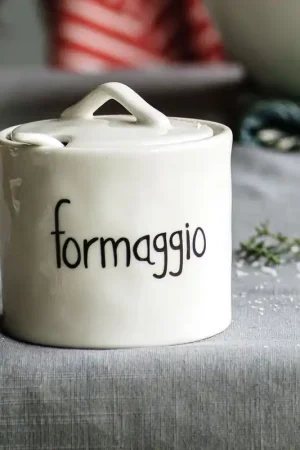 Formaggiera con coperchio e cucchiaino in ceramica Offerta Lampo