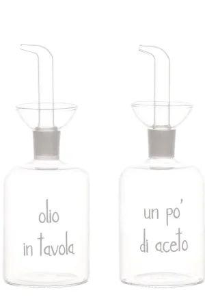 Set 2 bottiglie in vetro olio e aceto Offerta Del Giorno