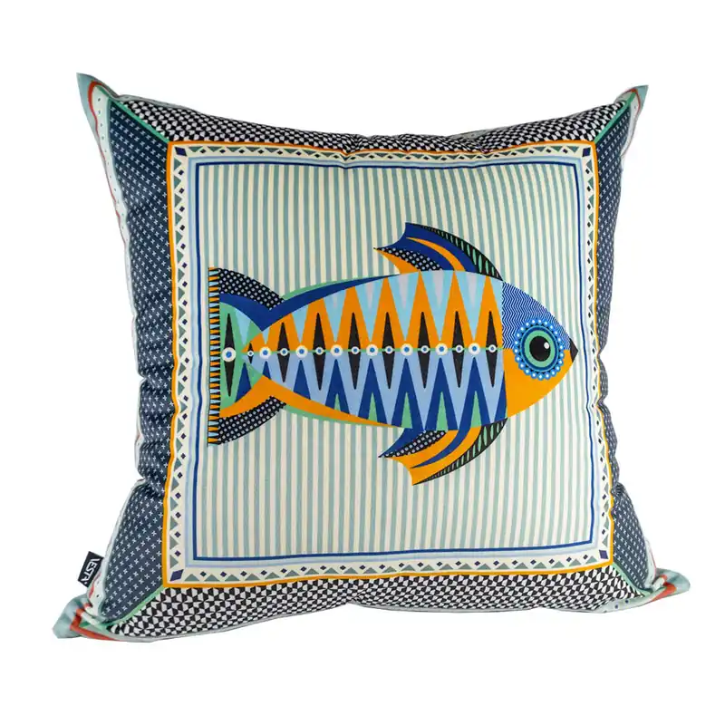 Compra Online Cuscino grande moderno fodera in poliestere con decoro Pesce