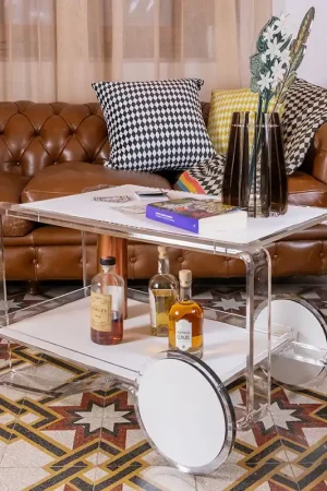 Carrello portavivande con ruote e struttura in plexiglass Spedizione Espresso