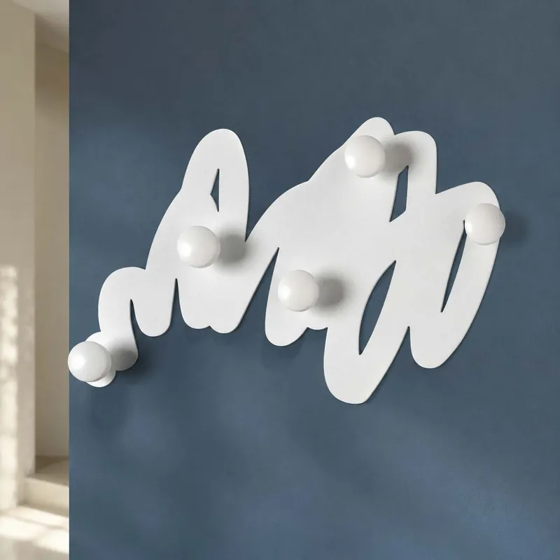 Appendiabiti per cameretta bambini in metallo con 5 ganci in legno Nuova Collezione