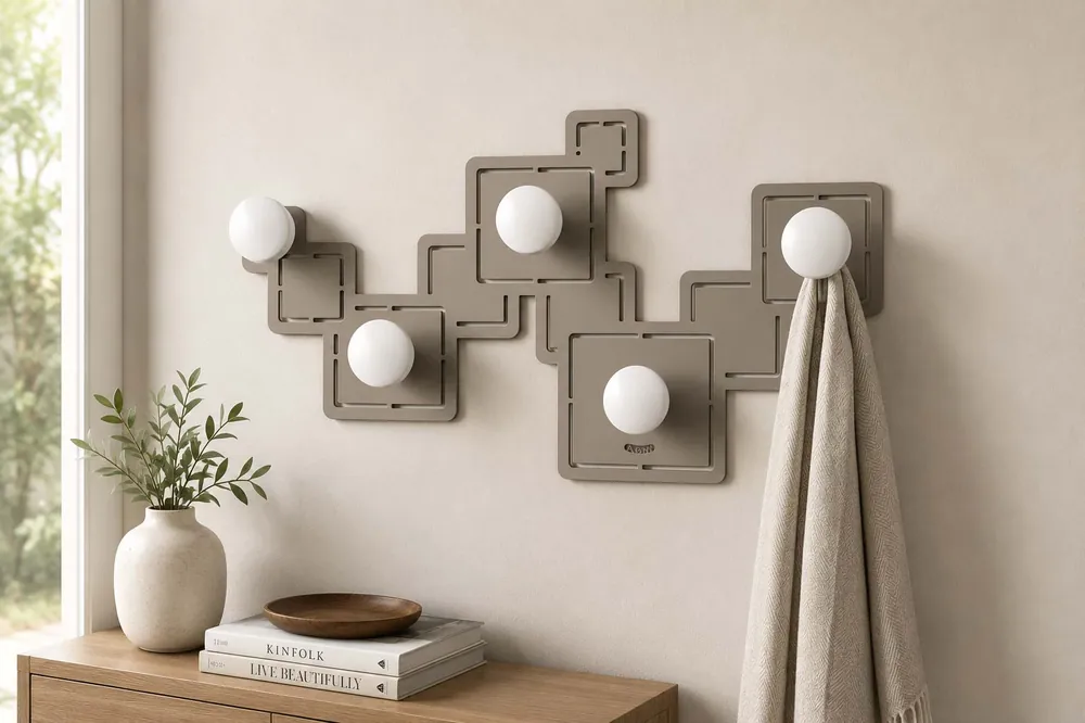 Prezzo Basso Appendiabiti da parete in metallo dal design moderno con 5 ganci