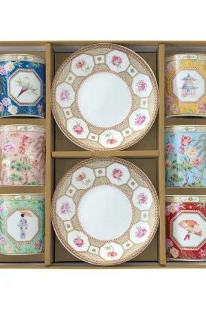 Promo Stagionale Set 6 tazzine da caffe con piattino in porcellana