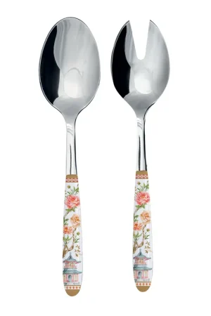 Offerta Speciale Set 2 posate insalata in acciaio con manico decorato