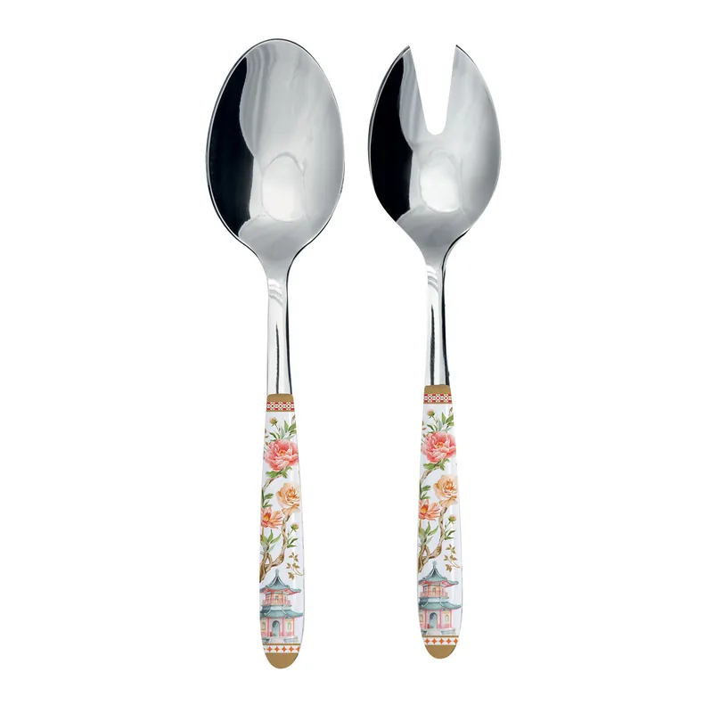 Offerta Speciale Set 2 posate insalata in acciaio con manico decorato