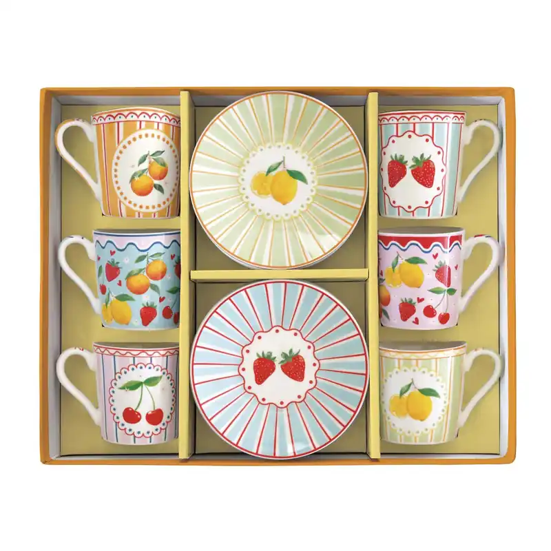Offerta Speciale Set 6 tazzine da caffe con piattino in porcellana