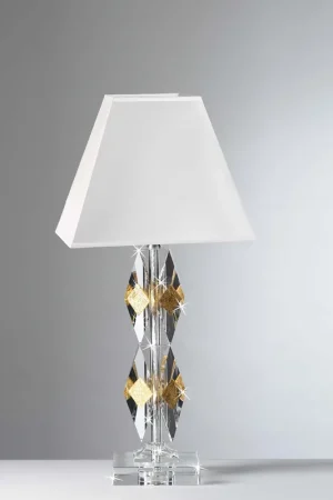 Lampda da tavolo in cristallo con paralume in tessuto - 40W - IP20 Economico