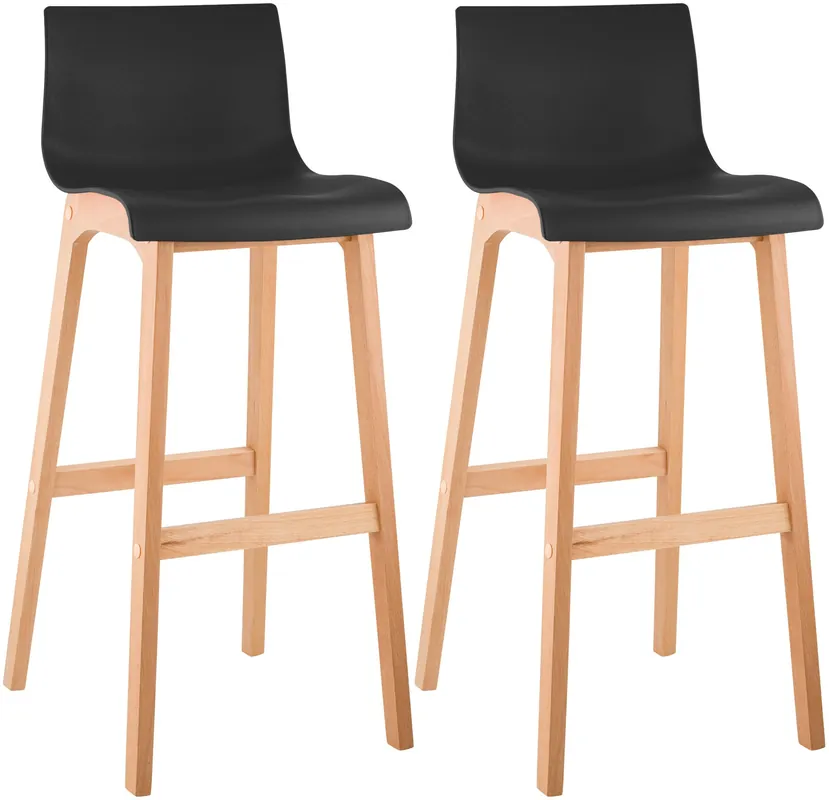 A Buon Prezzo Set di 2 sgabelli da bar Hover in plastica con gambe a quattro piedi Natura