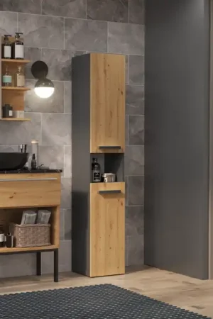 Offerta Colonna bagno a terra 2 ante 31xH174 rovere oldwook antracite Zenith