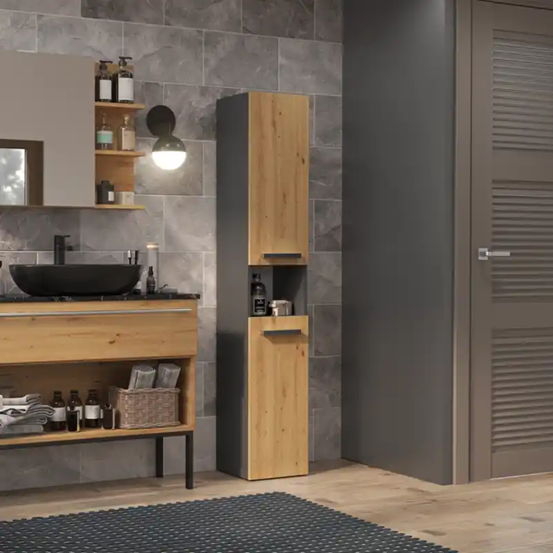 Offerta Colonna bagno a terra 2 ante 31xH174 rovere oldwook antracite Zenith