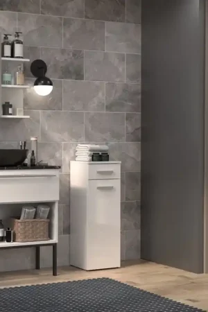 Colonna bagno a terra bassa 1 anta 1 cassetto 30xH85 bianco lucido Onda Prezzo Conveniente