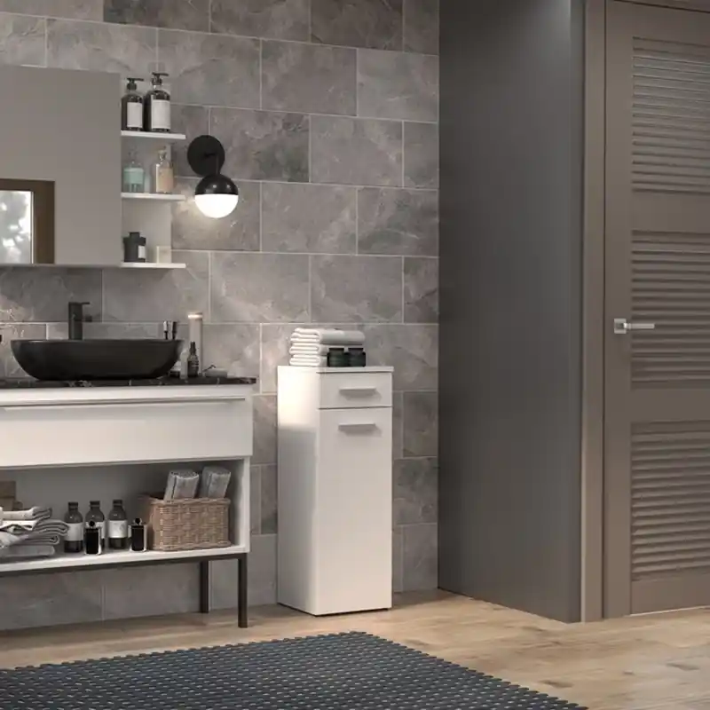 Colonna bagno a terra bassa 1 anta 1 cassetto 30xH85 bianco opaco Onda Promozione