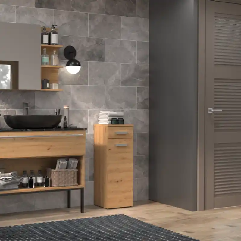 Soddisfatti O Rimborsati Colonna bagno a terra bassa 1 anta 1 cassetto 30xH85 rovere oldwook Onda