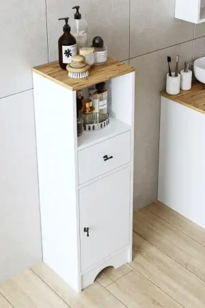 Colonna bagno a terra bassa 1 anta 1 cassetto 37xH107 cm bianco rovere Marea Vendita Finale