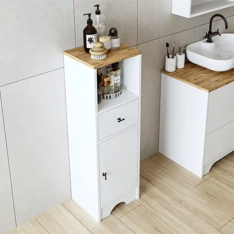 Colonna bagno a terra bassa 1 anta 1 cassetto 37xH107 cm bianco rovere Marea Vendita Finale