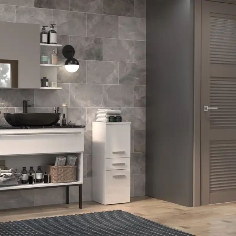 Colonna bagno a terra bassa 2 ante 1 cassetto 30xH85 bianco lucido Pilar Non Perdere