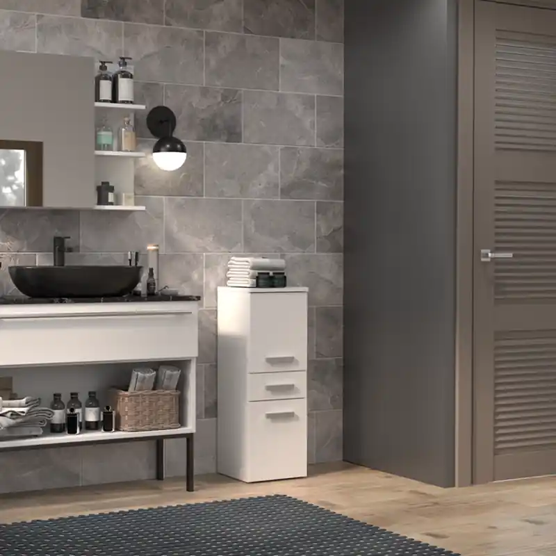 Colonna bagno a terra bassa 2 ante 1 cassetto 30xH85 bianco opaco Pilar Non Perdere