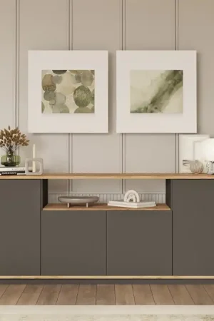 A Buon Prezzo Credenza madia moderna 180xH75 cm 4 ante antracite rovere Eliot