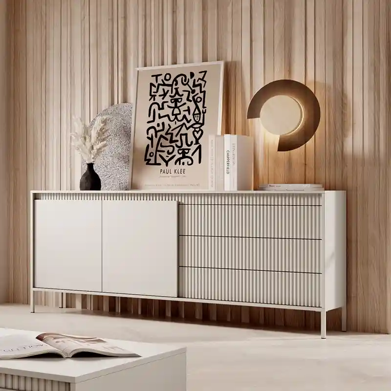 Offerta Credenza madia moderna 2 ante 3 cassetti 187xH81 beige Fedra