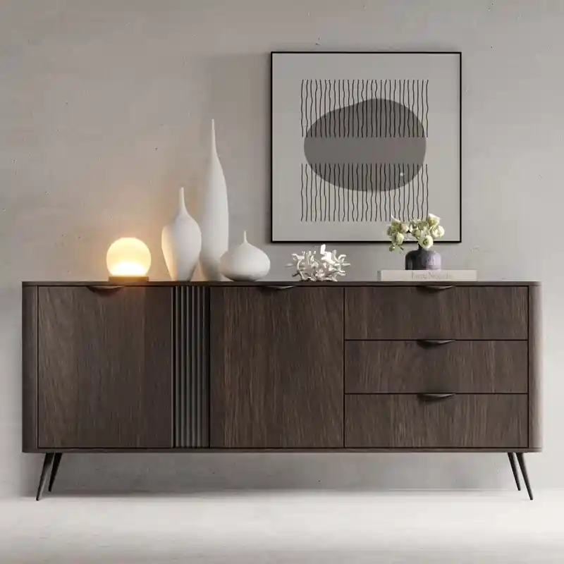 Credenza madia moderna 2 ante 3 cassetti 195xH81 cm quercia nero Tudor Miglior Prezzo