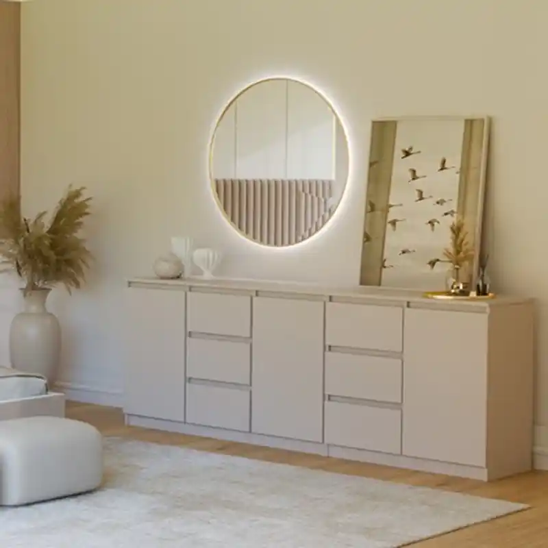 Non Perdere Credenza madia moderna 200xH75 3 ante 6 cassetti beige Clara