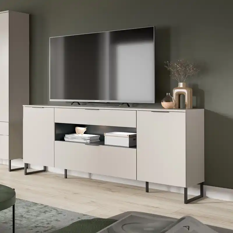 Credenza madia moderna 3 ante 1 cassetto 185xH80 beige Luxor Bestseller