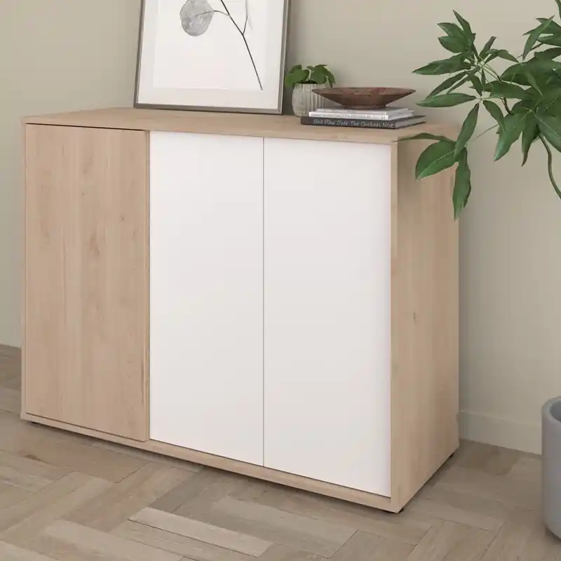 Credenza madia moderna 3 ante 110xH83 rovere bianco Vona Promozione