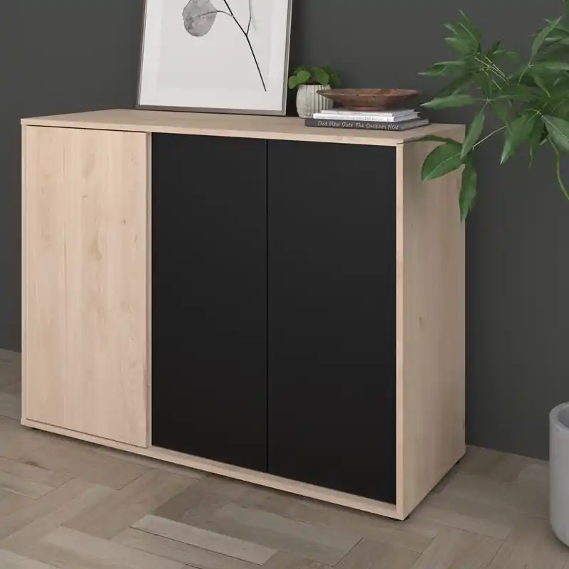 Compra Online Credenza madia moderna 3 ante 110xH83 rovere nero Vona