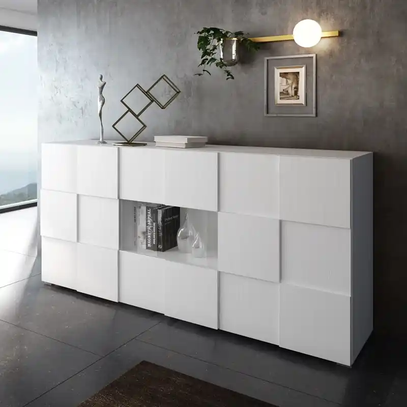 Credenza madia moderna 3 ante 178xH85 bianco Cubik Soddisfatti O Rimborsati