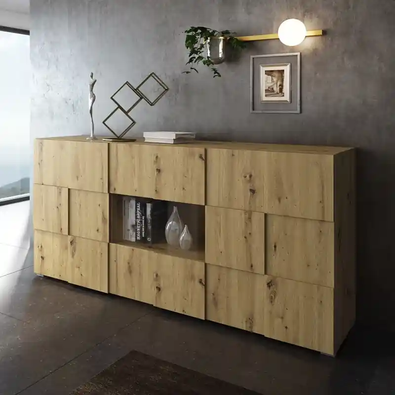 Credenza madia moderna 3 ante 178xH85 rovere oldwook Cubik Nuovo Arrivo