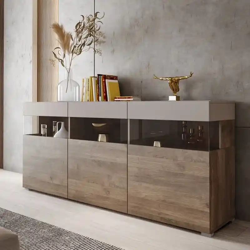 Promo Stagionale Credenza madia moderna 3 ante 180xH80 noce beige cashmere Vireo
