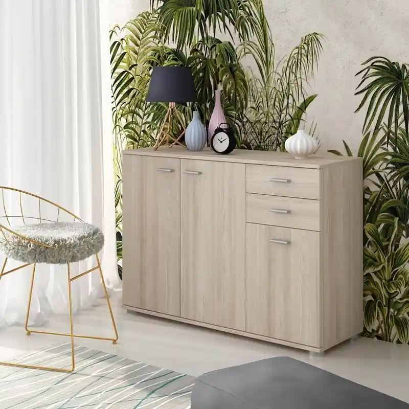 Nuova Collezione Credenza madia moderna 3 ante 2 cassetti 103xH74 rovere Gino