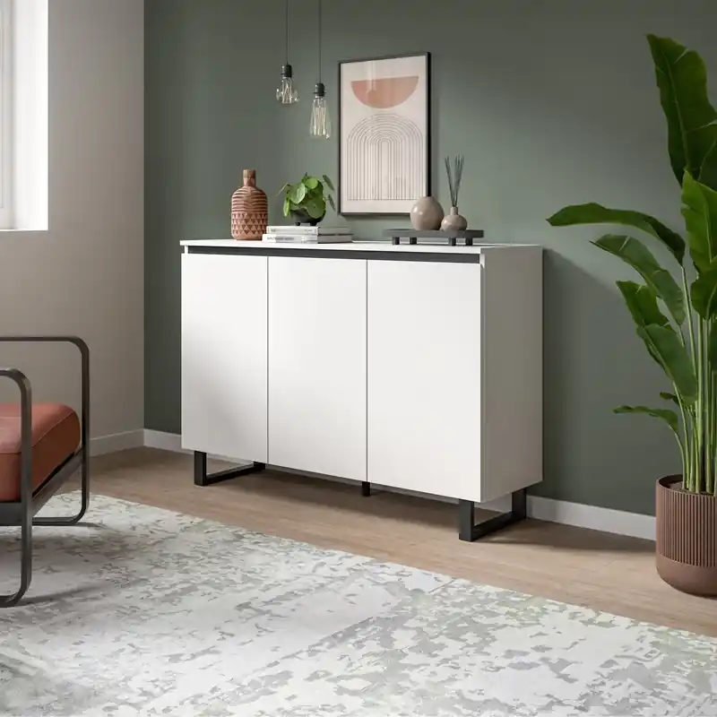 Subito Disponibile Credenza madia moderna 3 ante design 120xH84 Bianco Edena
