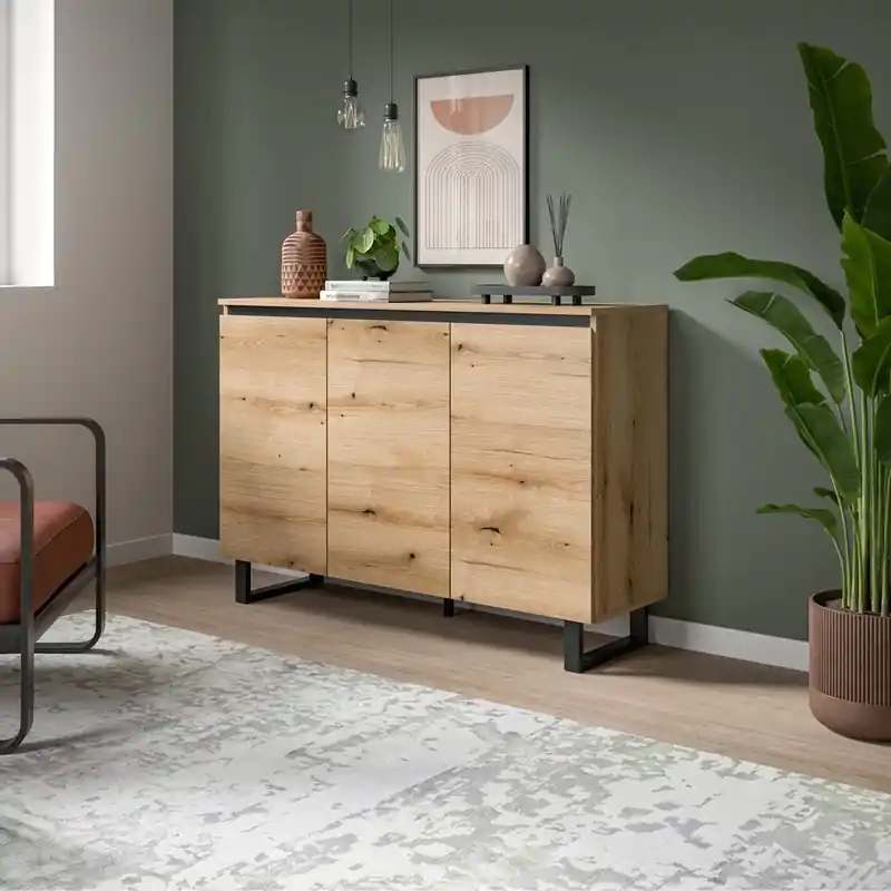 Credenza madia moderna 3 ante design 120xH84 rovere Edena Direttamente Dal Produttore