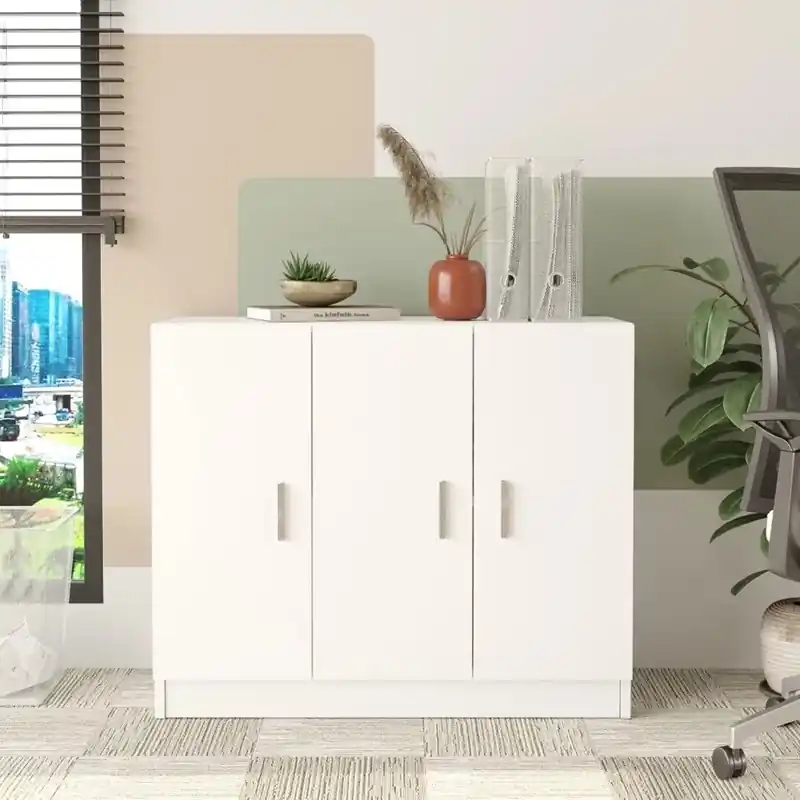 Credenza madia moderna 3 ante design 89xH74 cm bianco Task Prezzo Di Fabbrica
