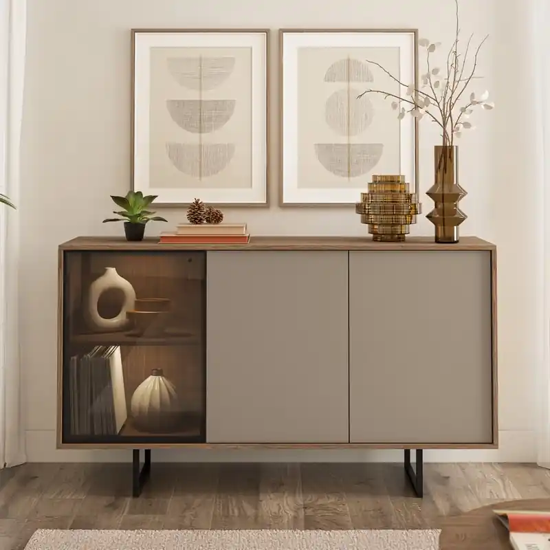 Scelto Dai Clienti Credenza madia moderna 3 ante vetro 150xH87 quercia grigio Firenze