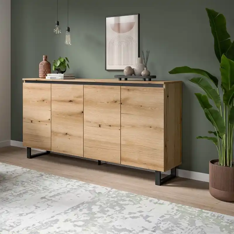 Scelto Dai Clienti Credenza madia moderna 4 ante design 160xH84 rovere Edena