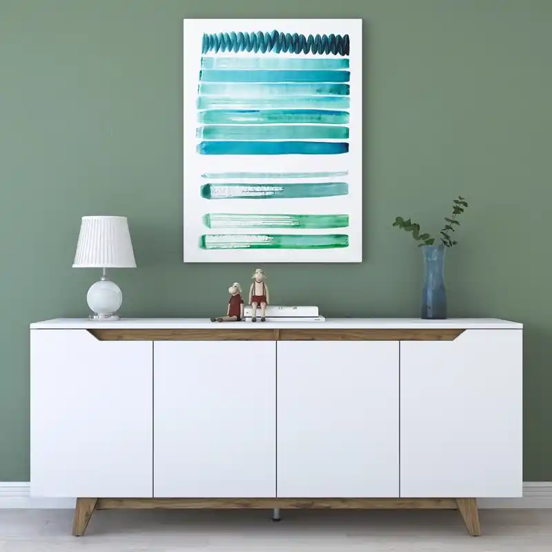 Credenza madia moderna 4 ante soggiorno 180xH78 cm bianco noce Morvik Prezzo Ridotto